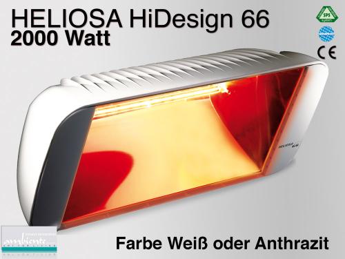 Infrarot Heizstrahler Heliosa HiDesign 66 IPX5 2000 Watt weiß